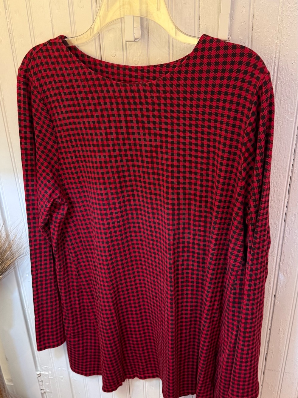 J. Jill Red and Black Check Long Sleeve Top